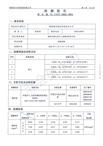 新华钼业2022年四季度废气检测公示(图3)