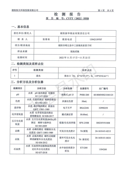 新华钼业2022年四季度废水检测公示(图3)