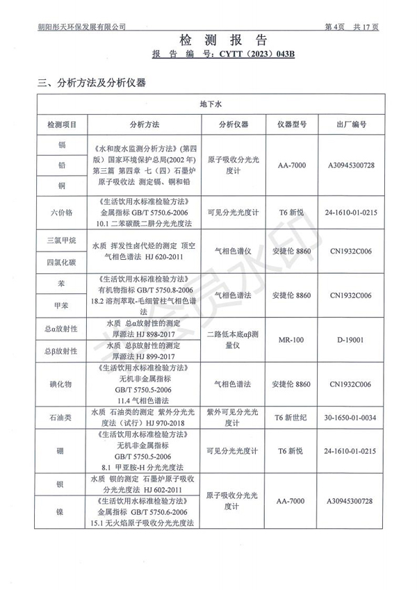 新华钼业2023年一季度地下水、废水检测公示(图6)